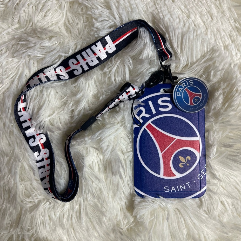 Paris Saint-Germain PSG Lanyard with ID Badge Holder & Keychain, CAN BUNDLE ITEM